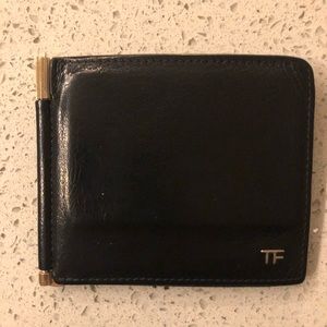 Tom Ford Mens bifold wallet - black & gold